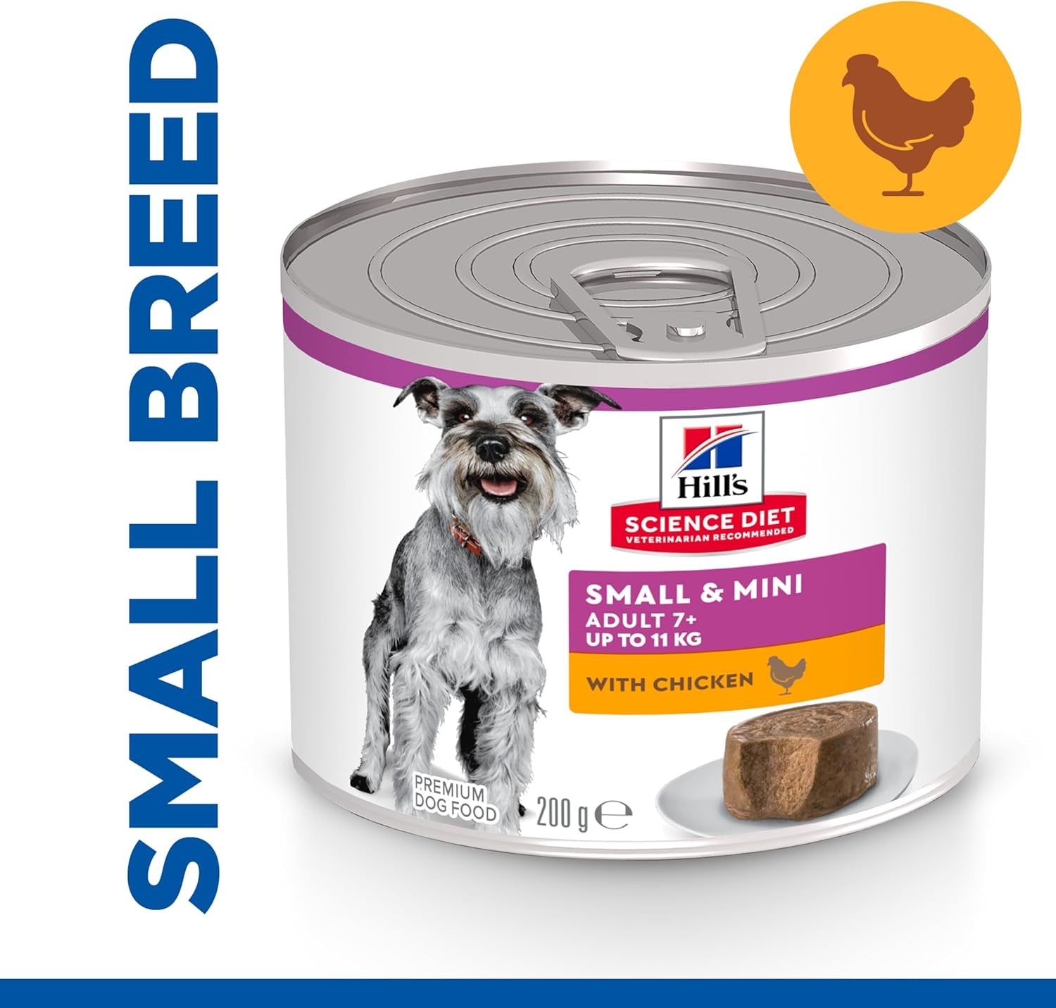 Adult 7+ Senior Small & Mini with Chicken Canned Wet Dog Food 12X200G